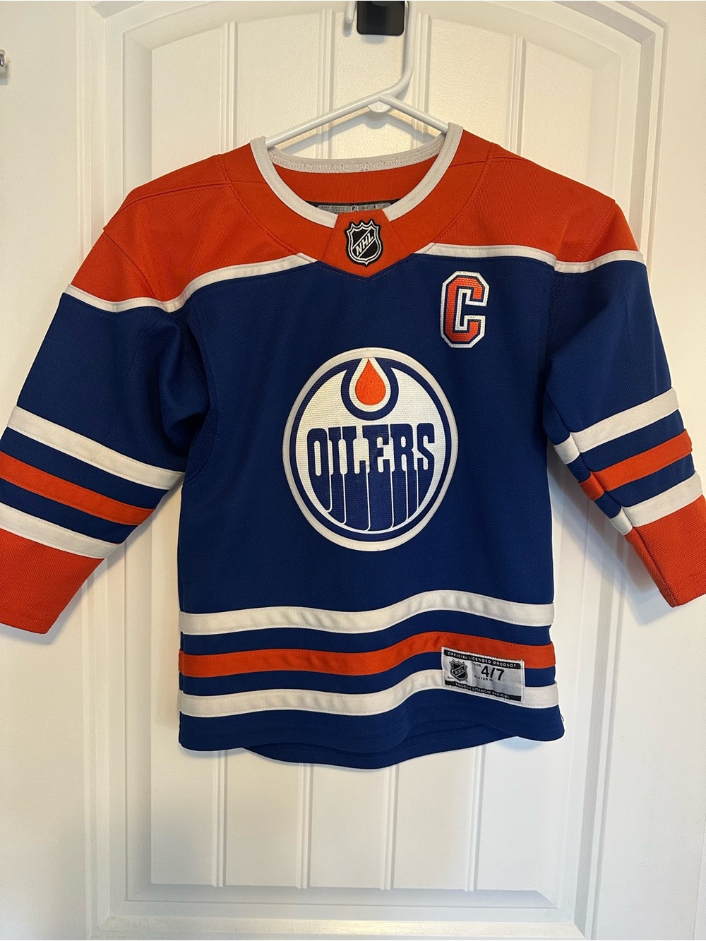 Kids Edmonton Oilers NHL Connor McDavid Captain Hockey Jersey